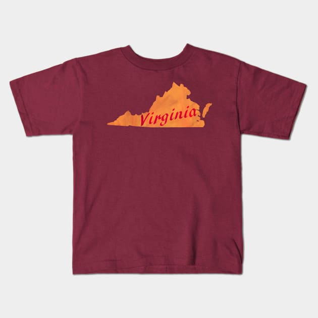 The State of Virginia - Watercolor Kids T-Shirt by loudestkitten